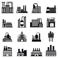 industrieel gebouw fabriek eenvoudige pictogrammen vector