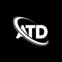 atd-logo. atd brief. atd brief logo ontwerp. initialen atd logo gekoppeld aan cirkel en hoofdletter monogram logo. atd typografie voor technologie, business en onroerend goed merk. vector