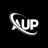 aup-logo. op brief. aup brief logo ontwerp. initialen aup logo gekoppeld aan cirkel en monogram logo in hoofdletters. aup typografie voor technologie, zaken en onroerend goed merk. vector