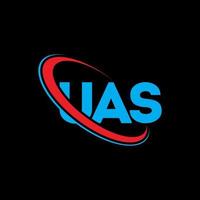uas-logo. uas brief. uas brief logo ontwerp. initialen uas-logo gekoppeld aan cirkel en monogram-logo in hoofdletters. uas typografie voor technologie, zaken en onroerend goed merk. vector