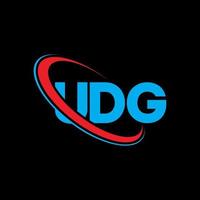 udg-logo. udg brief. udg brief logo ontwerp. initialen udg-logo gekoppeld aan cirkel en monogram-logo in hoofdletters. udg typografie voor technologie, zaken en onroerend goed merk. vector