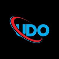 udo-logo. udo brief. udo brief logo ontwerp. initialen udo-logo gekoppeld aan cirkel en monogram-logo in hoofdletters. udo typografie voor technologie, zaken en onroerend goed merk. vector