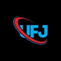 ufj-logo. ufj brief. ufj brief logo ontwerp. initialen ufj-logo gekoppeld aan cirkel en monogram-logo in hoofdletters. ufj typografie voor technologie, zaken en onroerend goed merk. vector