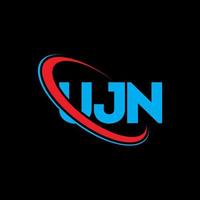 ujn-logo. ujn brief. ujn brief logo ontwerp. initialen ujn-logo gekoppeld aan cirkel en monogram-logo in hoofdletters. ujn typografie voor technologie, zaken en onroerend goed merk. vector