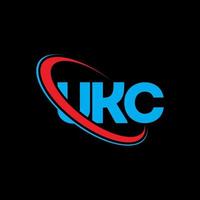 ukc-logo. uk brief. ukc brief logo ontwerp. initialen ukc-logo gekoppeld aan cirkel en monogram-logo in hoofdletters. ukc typografie voor technologie, zaken en onroerend goed merk. vector