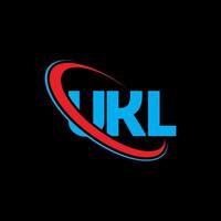 ukl-logo. ukl brief. ukl brief logo ontwerp. initialen ukl-logo gekoppeld aan cirkel en monogram-logo in hoofdletters. ukl typografie voor technologie, business en onroerend goed merk. vector