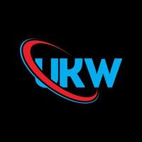 ukw-logo. uk brief. ukw brief logo ontwerp. initialen ukw-logo gekoppeld aan cirkel en monogramlogo in hoofdletters. ukw typografie voor technologie, zaken en onroerend goed merk. vector