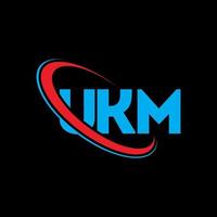 ukm-logo. ukm brief. ukm brief logo ontwerp. initialen ukm-logo gekoppeld aan cirkel en monogram-logo in hoofdletters. ukm typografie voor technologie, business en onroerend goed merk. vector