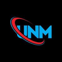 unm-logo. unm brief. unm brief logo ontwerp. initialen unm logo gekoppeld aan cirkel en hoofdletter monogram logo. unm typografie voor technologie, business en onroerend goed merk. vector