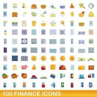 100 financiën iconen set, cartoon stijl vector