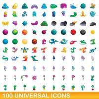 100 universele iconen set, cartoon stijl vector