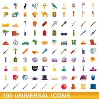 100 universele iconen set, cartoon stijl vector