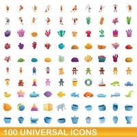 100 universele iconen set, cartoon stijl vector