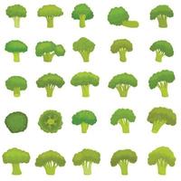 broccoli iconen set, cartoon stijl vector