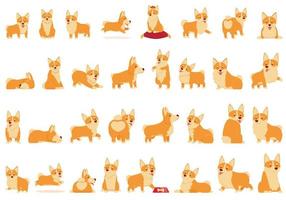 koninklijke corgi pictogrammen instellen cartoon vector. dieren hond vector