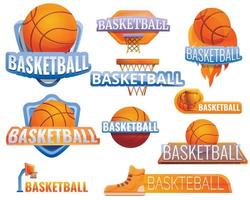 basketbal sport logo set, cartoon stijl vector