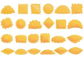 ravioli iconen set, cartoon stijl vector