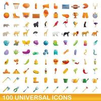 100 universele iconen set, cartoon stijl vector