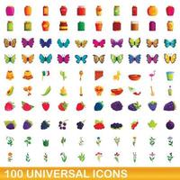 100 universele iconen set, cartoon stijl vector