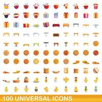 100 universele iconen set, cartoon stijl vector