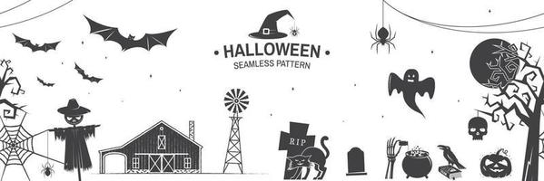 naadloze patroon voor halloween viering silhouet. vectorillustratie. vector