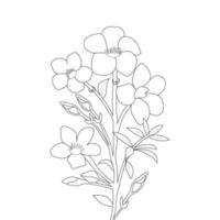 allamanda bloem kleurplaat lijntekeningen met bloeiende bloemblaadjes en bladeren illustratie vector
