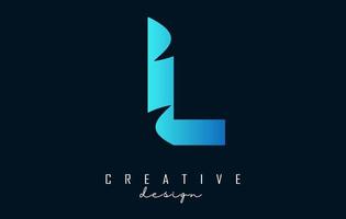 letter l-logo met negatief ruimteontwerp en creatieve golfsneden. brief met geometrisch ontwerp. vector
