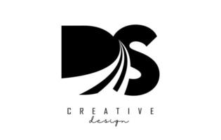 creatief zwarte letters ds ds-logo met leidende lijnen en wegconceptontwerp. letters met geometrisch ontwerp. vector