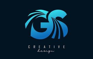 creatief blauwe letters gs gs-logo met leidende lijnen en wegconceptontwerp. letters met geometrisch ontwerp. vector