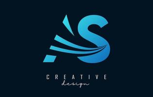 creatieve blauwe letters als logo met leidende lijnen en wegconceptontwerp. letters met geometrisch ontwerp. vector