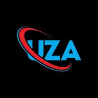 uza-logo. uza brief. uza brief logo ontwerp. initialen uza-logo gekoppeld aan cirkel en monogram-logo in hoofdletters. uza typografie voor technologie, zaken en onroerend goed merk. vector