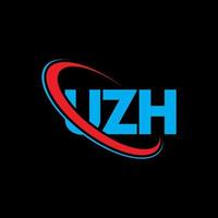 uzh-logo. uz brief. uzh brief logo ontwerp. initialen uzh logo gekoppeld aan cirkel en hoofdletter monogram logo. uzh typografie voor technologie, zaken en onroerend goed merk. vector