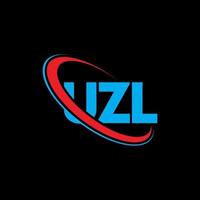 uzl-logo. uzl brief. uzl brief logo ontwerp. initialen uzl-logo gekoppeld aan cirkel en monogram-logo in hoofdletters. uzl-typografie voor technologie, zaken en onroerend goed merk. vector