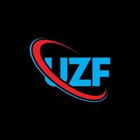 uzf-logo. uzf brief. uzf brief logo ontwerp. initialen uzf-logo gekoppeld aan cirkel en monogram-logo in hoofdletters. uzf-typografie voor technologie, zaken en onroerend goed merk. vector