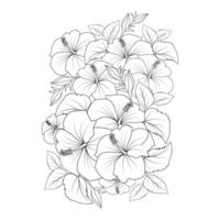 rode hibiscus bloem kleurplaat lijntekening met afdruksjabloon voor kind en volwassene vector