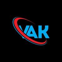 vak logo. vak brief. vak letter logo ontwerp. initialen vak logo gekoppeld aan cirkel en monogram logo in hoofdletters. vak typografie voor technologie, business en onroerend goed merk. vector