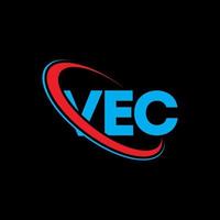 vec-logo. vc brief. vec brief logo ontwerp. initialen vec logo gekoppeld aan cirkel en hoofdletter monogram logo. vec typografie voor technologie, zaken en onroerend goed merk. vector