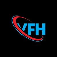 vfh-logo. vf brief. vfh brief logo ontwerp. initialen vfh logo gekoppeld aan cirkel en hoofdletter monogram logo. vfh typografie voor technologie, zaken en onroerend goed merk. vector