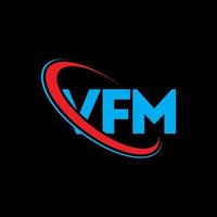 vfm-logo. vfm brief. vfm brief logo ontwerp. initialen vfm-logo gekoppeld aan cirkel en monogram-logo in hoofdletters. vfm typografie voor technologie, business en onroerend goed merk. vector