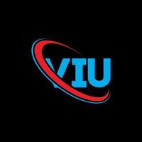 viu-logo. vij brief. viu brief logo ontwerp. initialen viu-logo gekoppeld aan cirkel en monogram-logo in hoofdletters. viu typografie voor technologie, zaken en onroerend goed merk. vector