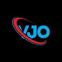 vjo-logo. vjo brief. vjo brief logo ontwerp. initialen vjo logo gekoppeld aan cirkel en hoofdletter monogram logo. vjo typografie voor technologie, business en onroerend goed merk. vector