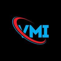 vmi-logo. vmi brief. vmi brief logo ontwerp. initialen vmi logo gekoppeld aan cirkel en hoofdletter monogram logo. vmi typografie voor technologie, business en onroerend goed merk. vector