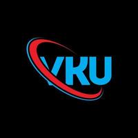 vku-logo. vku brief. vku brief logo ontwerp. initialen vku logo gekoppeld aan cirkel en hoofdletter monogram logo. vku typografie voor technologie, business en onroerend goed merk. vector