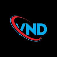 vnd-logo. vnd brief. vnd brief logo ontwerp. initialen vnd logo gekoppeld aan cirkel en hoofdletter monogram logo. vnd typografie voor technologie, zaken en onroerend goed merk. vector