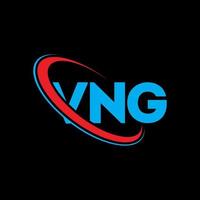 vng-logo. vn brief. vng brief logo ontwerp. initialen vng-logo gekoppeld aan cirkel en monogram-logo in hoofdletters. vng typografie voor technologie, zaken en onroerend goed merk. vector