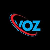 voz-logo. voz brief. voz brief logo ontwerp. initialen voz logo gekoppeld aan cirkel en hoofdletter monogram logo. voz typografie voor technologie, zaken en onroerend goed merk. vector