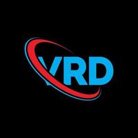 vrd-logo. vr brief. vrd brief logo ontwerp. initialen vrd-logo gekoppeld aan cirkel en monogram-logo in hoofdletters. vrd-typografie voor technologie, zaken en onroerend goed merk. vector