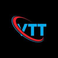 vtt-logo. vt brief. vtt brief logo ontwerp. initialen vtt logo gekoppeld aan cirkel en hoofdletter monogram logo. vtt typografie voor technologie, zaken en onroerend goed merk. vector