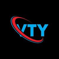 vty-logo. vt brief. vty brief logo ontwerp. initialen vty logo gekoppeld aan cirkel en hoofdletter monogram logo. vty typografie voor technologie, zaken en onroerend goed merk. vector