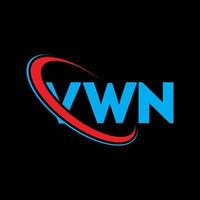 vwn-logo. vwn brief. vwn brief logo ontwerp. initialen vwn-logo gekoppeld aan cirkel en monogram-logo in hoofdletters. vwn typografie voor technologie, zaken en onroerend goed merk. vector